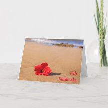 Maui Red Hibiscus on the Beach Christmas