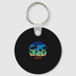 Maui Retro Vintage Sunset Beach Design Premium Tri Key Ring