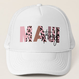 Maui Strong Pastel Pink Cougar Pattern Trucker Hat