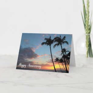 Maui Sunset and Palm Trees Anniversary Card