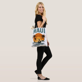 Maui Surf Vibes – Retro Hawaii Sunset Design Tote Bag