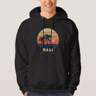 Maui Surfing Hawaiian Vacation Sunset 80s Palm Tre Hoodie