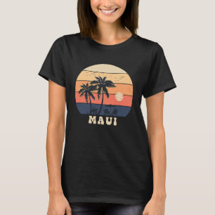 Maui Surfing Hawaiian Vacation Sunset 80s Palm Tre T-Shirt