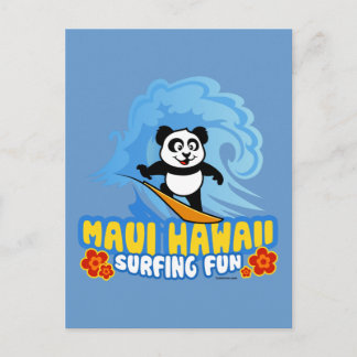 Maui Surfing Panda Postcard