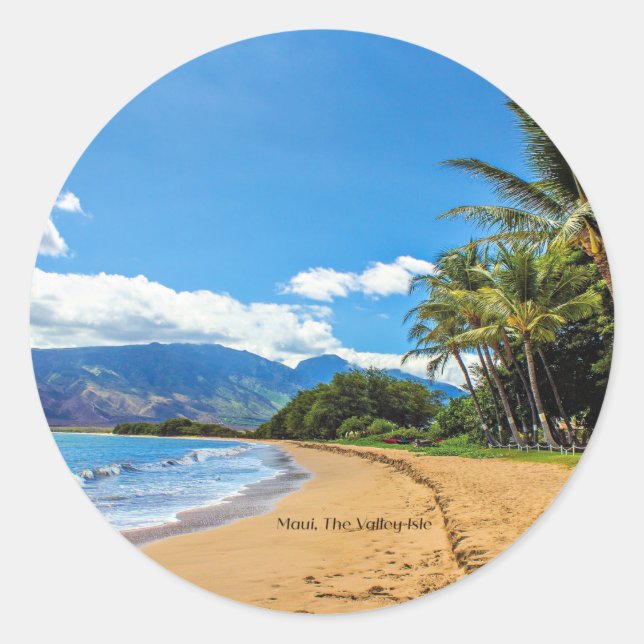 Maui, The Valley Isle, Hawaii  Classic Round Sticker (Front)