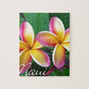 Maui Tropical Plumeria Flowers Jigsaw Puzzle
