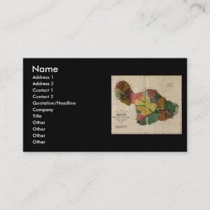 Maui - Vintage Antiquarian Hawaii Survey Map, 1885 Business Card