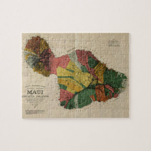 Maui - Vintage Antiquarian Hawaii Survey Map, 1885 Jigsaw Puzzle