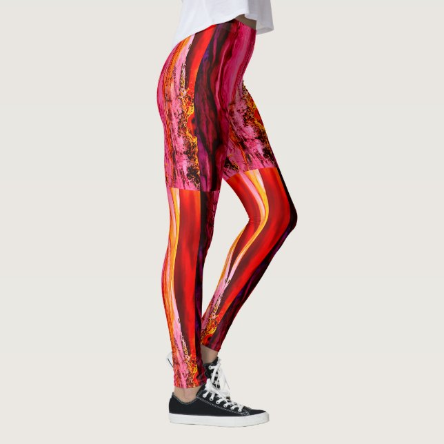 Maui waves Thunder_Cove pink/red striped Leggings (Right)