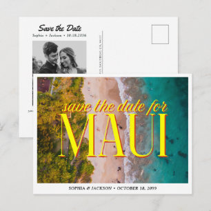 Maui Wedding Save the Date Retro Hawaii Postcard