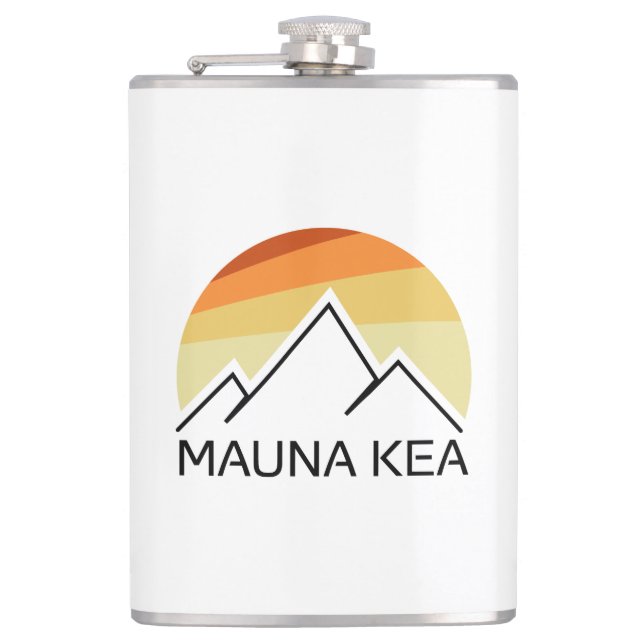Mauna Kea Hawaii Retro Hip Flask (Front)