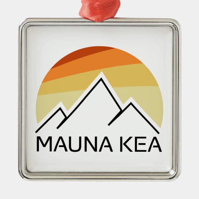 Mauna Kea Hawaii Retro Metal Tree Decoration (Front)