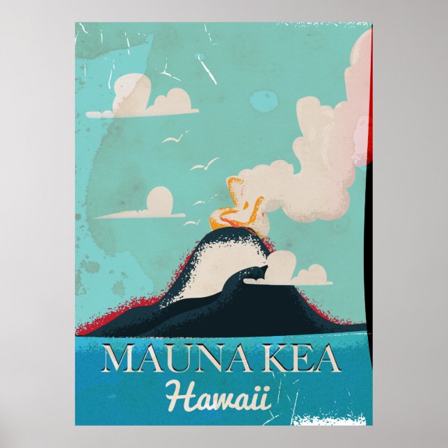 mauna kea volcano vintage Hawaii travel poster (Front)