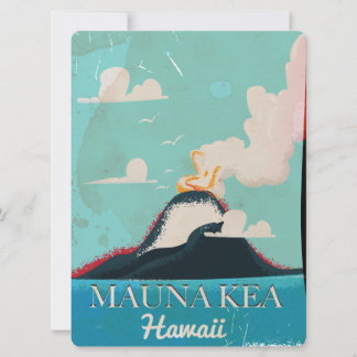 mauna kea volcano vintage Hawaii travel poster Invitation