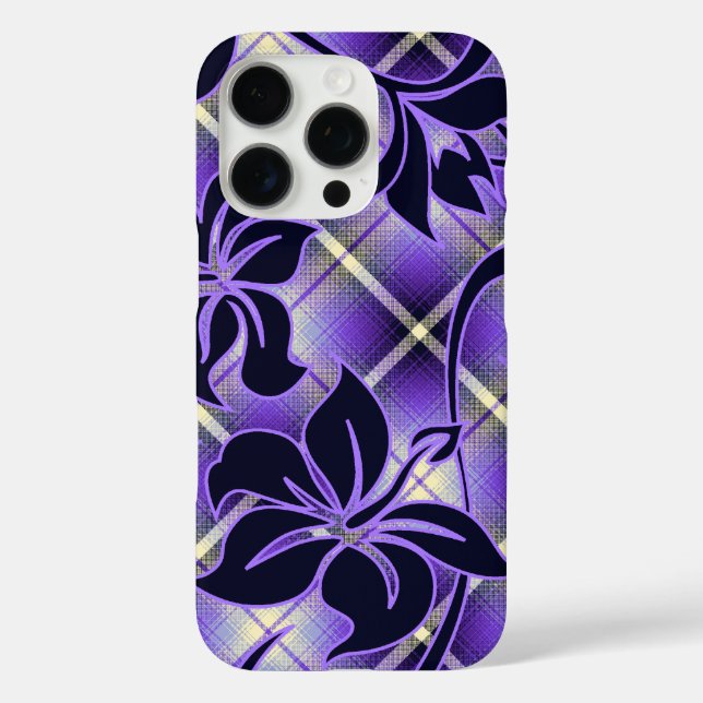 Mauna Loa Hawaiian Hibiscus Plaid Purple Case-Mate iPhone Case (Back)