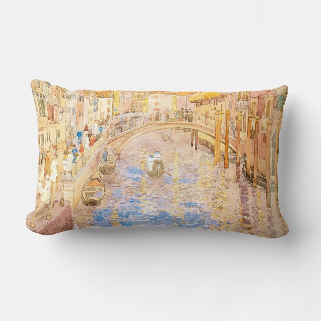 Maurice Prendergast's Venetian Canal Scene Lumbar Cushion (Front)