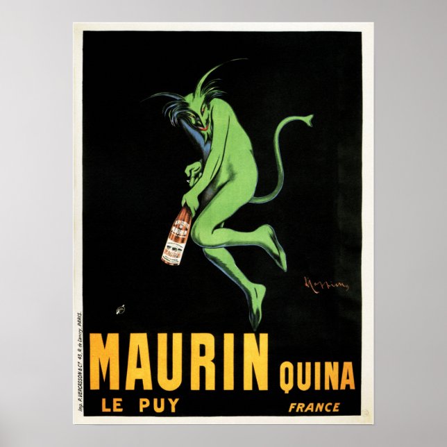 MAURIN QUINA Green Devil French Liquor Absinthe Poster (Front)