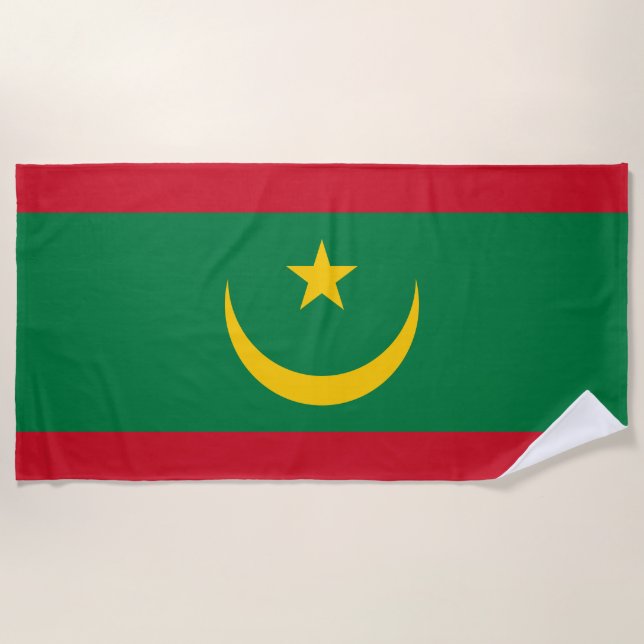 Mauritania Flag Beach Towel (Front)