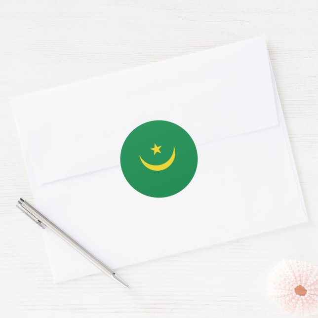 Mauritania flag classic round sticker (Envelope)