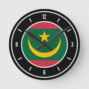 Mauritania Flag Elegant Round Clock