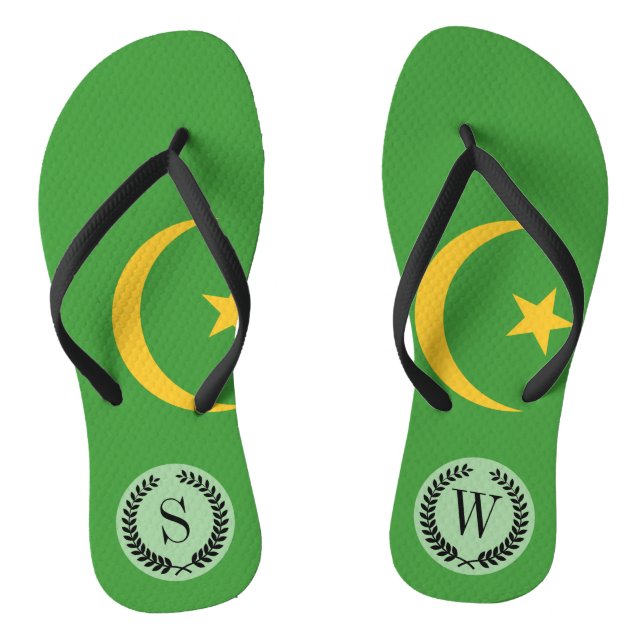 Mauritania Flag Flip Flops (Footbed)