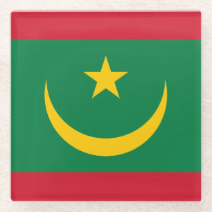 Mauritania Flag Glass Coaster