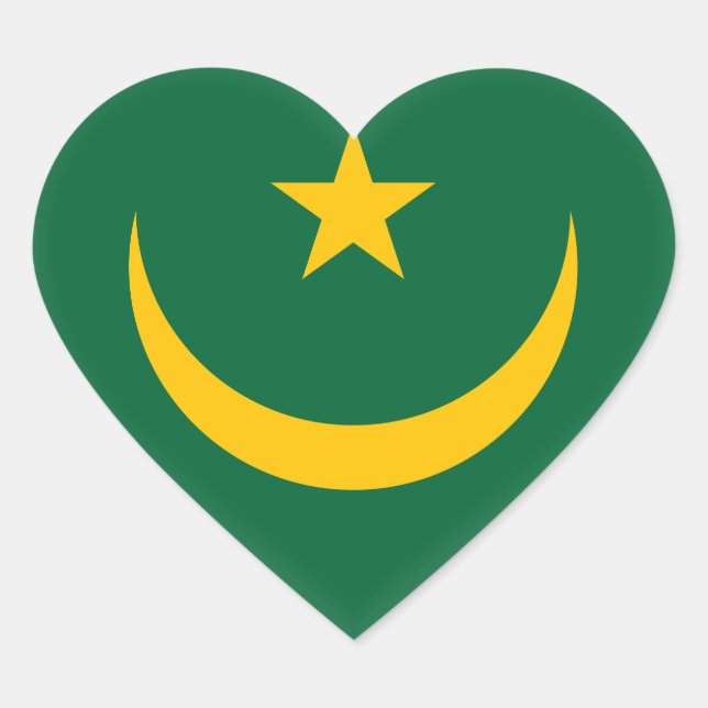 Mauritania Flag Heart Sticker (Front)