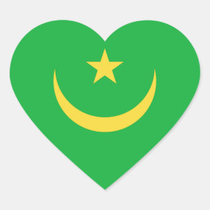 Mauritania Flag Heart Sticker