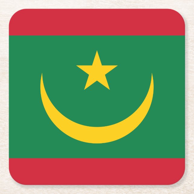Mauritania Flag Square Paper Coaster (Front)