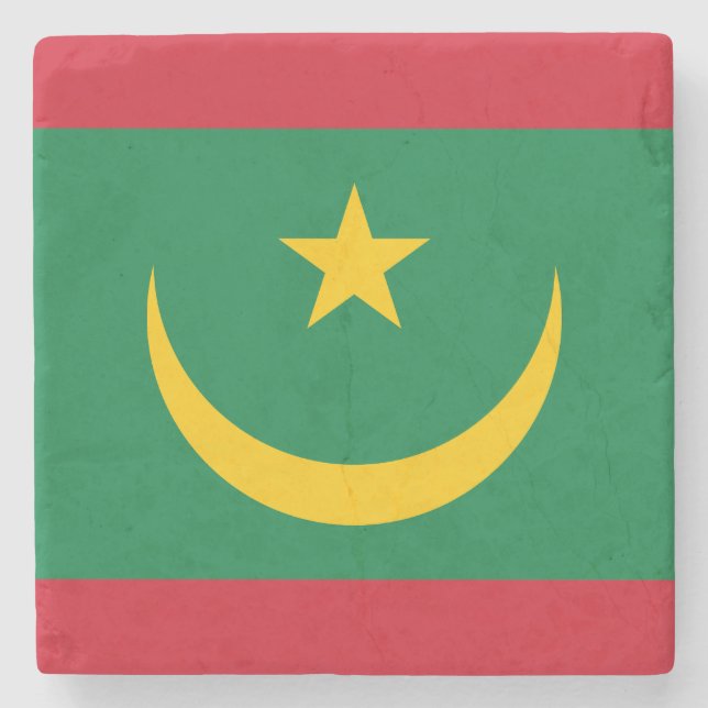 Mauritania Flag Stone Coaster (Front)