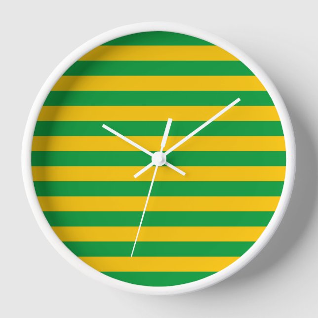 Mauritania flag stripes country symbol green yello clock (Front)