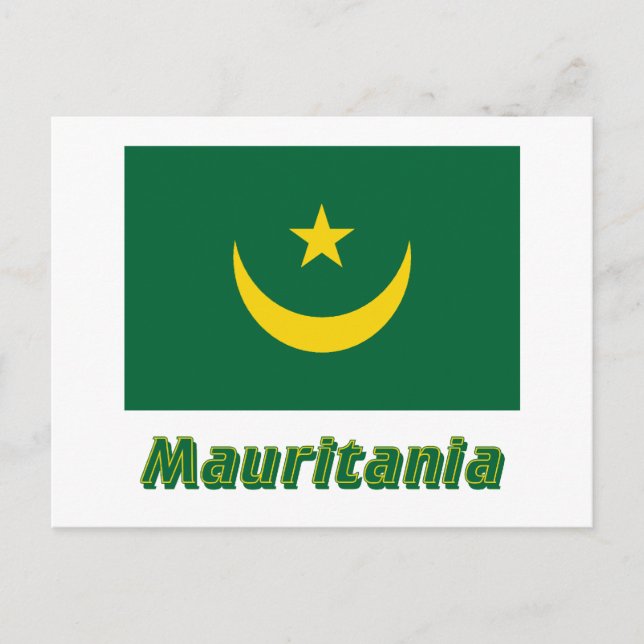Mauritania Flag with Name Postcard (Front)
