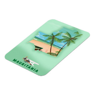 Mauritania illustrated map travel poster magnet