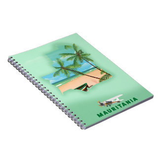 Mauritania illustrated map travel poster notebook
