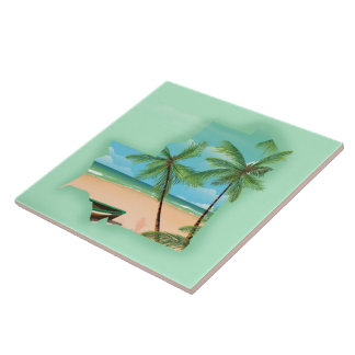 Mauritania illustrated map travel poster tile