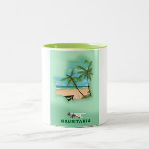 Mauritania illustrated map travel poster Two-Tone coffee mug