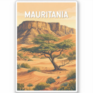 Mauritania Illustration Travel Art Vintage