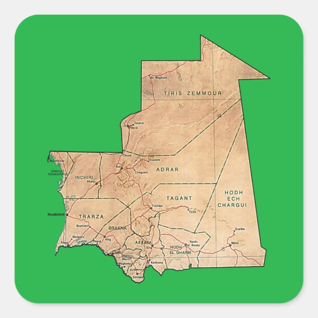 Mauritania Map Sticker (Front)