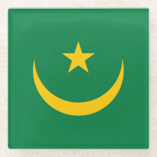 Mauritania Old Flag Glass Coaster