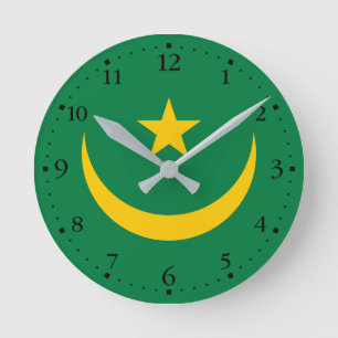Mauritania Old Flag Round Clock