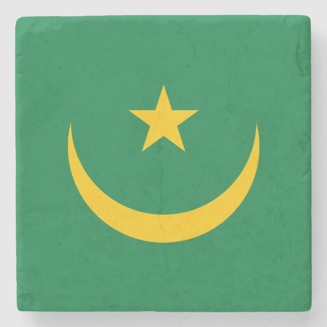 Mauritania Old Flag Stone Coaster (Front)