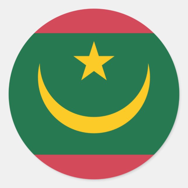 Mauritanian Flag, Flag of Mauritania Classic Round Sticker (Front)