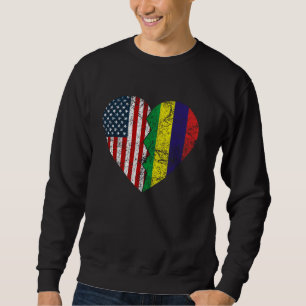Mauritian American Flags Heart United States Mauri Sweatshirt