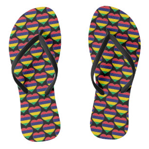 Mauritian Flag Colours Hearts Pattern Patriotic Flip Flops