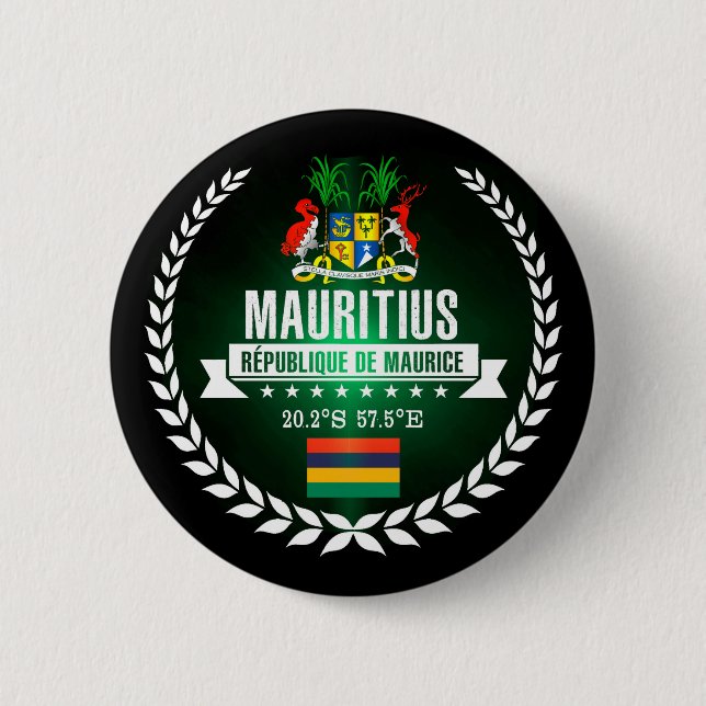 Mauritius 6 Cm Round Badge (Front)