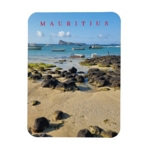 Mauritius beach and boats view magnet