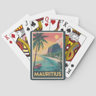 Mauritius Coast Illustration Travel Art Vintage Playing Cards