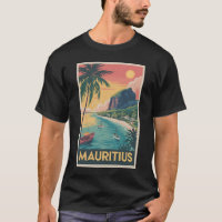Mauritius Coast Illustration Travel Art Vintage