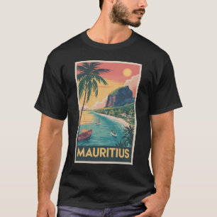 Mauritius Coast Illustration Travel Art Vintage T-Shirt