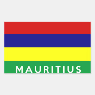 mauritius country flag symbol name text rectangular sticker